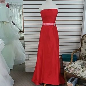 RED with CORAL Belt Colors Dress